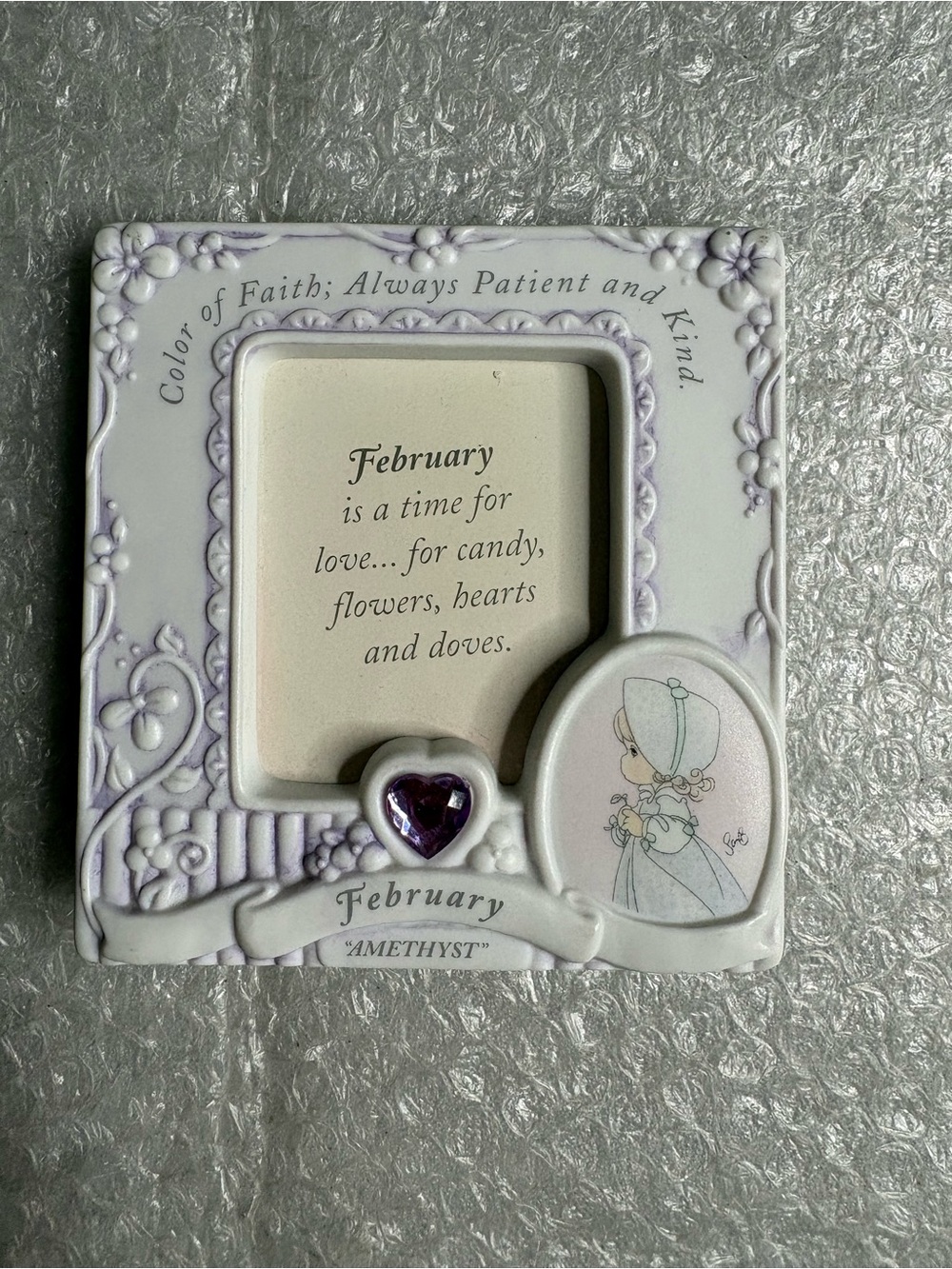 Precious Moments February Amethyst Birthstone Photo Frame by Enesco